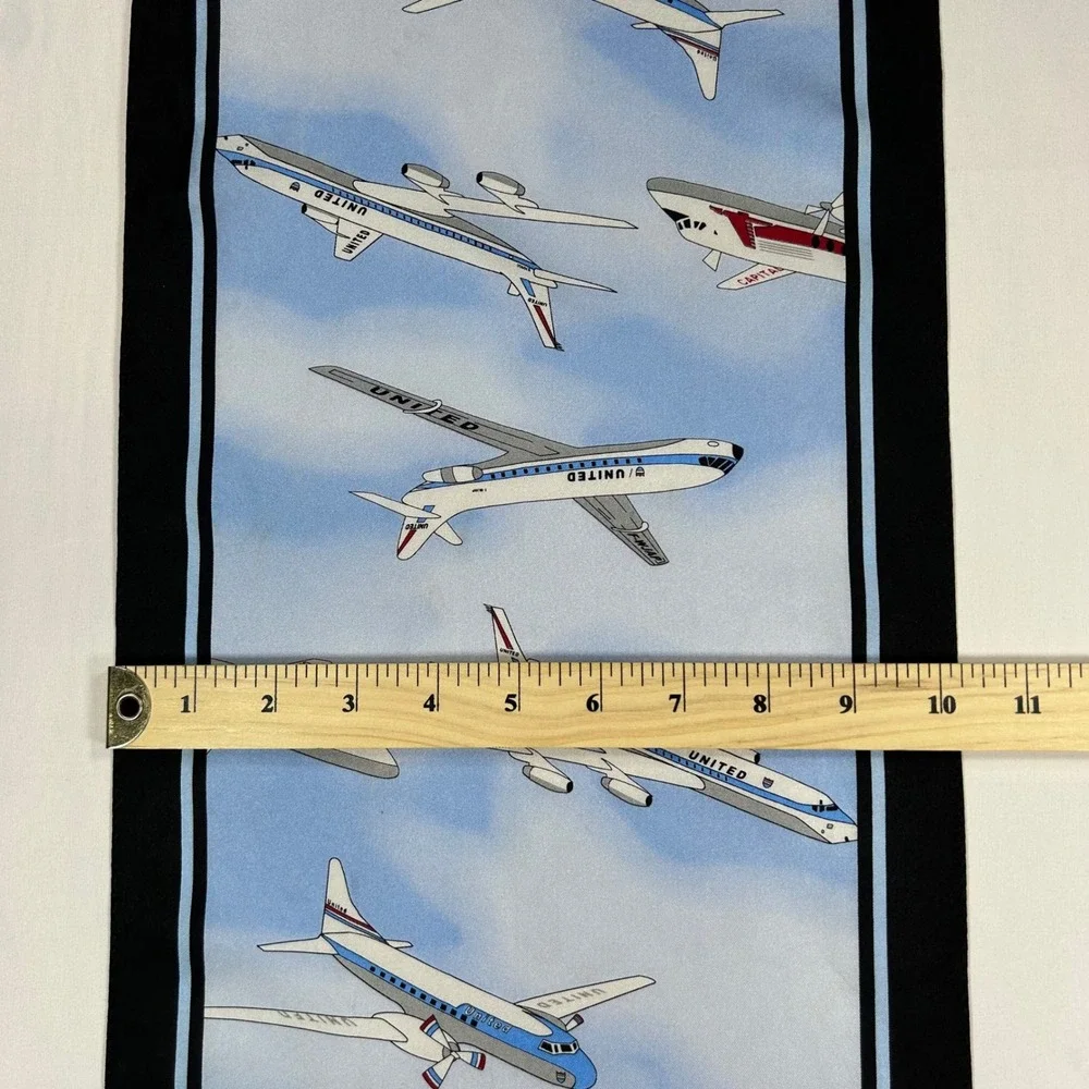 Vintage Clipped Wings United Air Lines Capital Airlines Silk Aviation Scarf